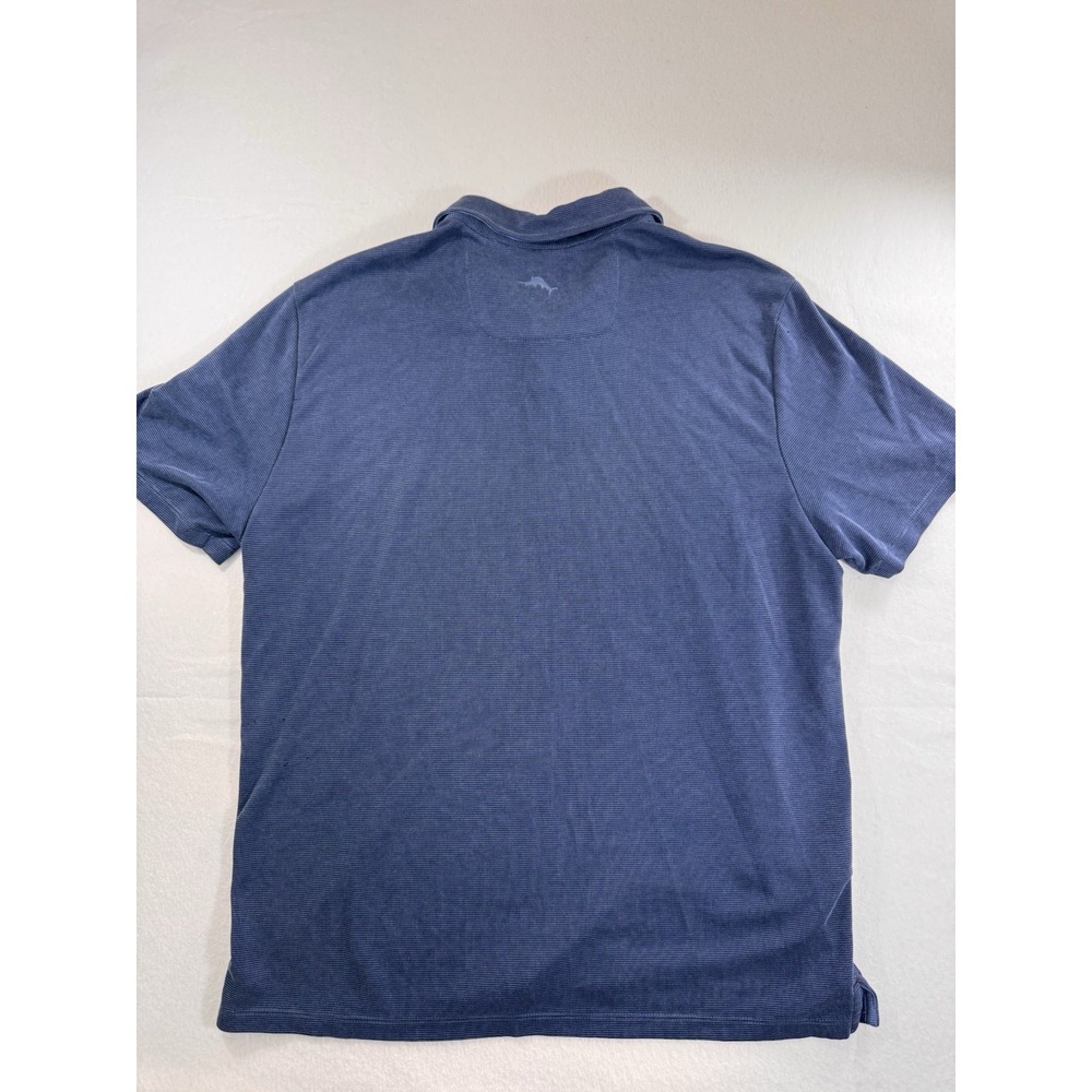 Tommy Bahama Palmetto Paradise Mens Polo Large Modal Tencel Blend Textured Blue - Picture 6 of 7